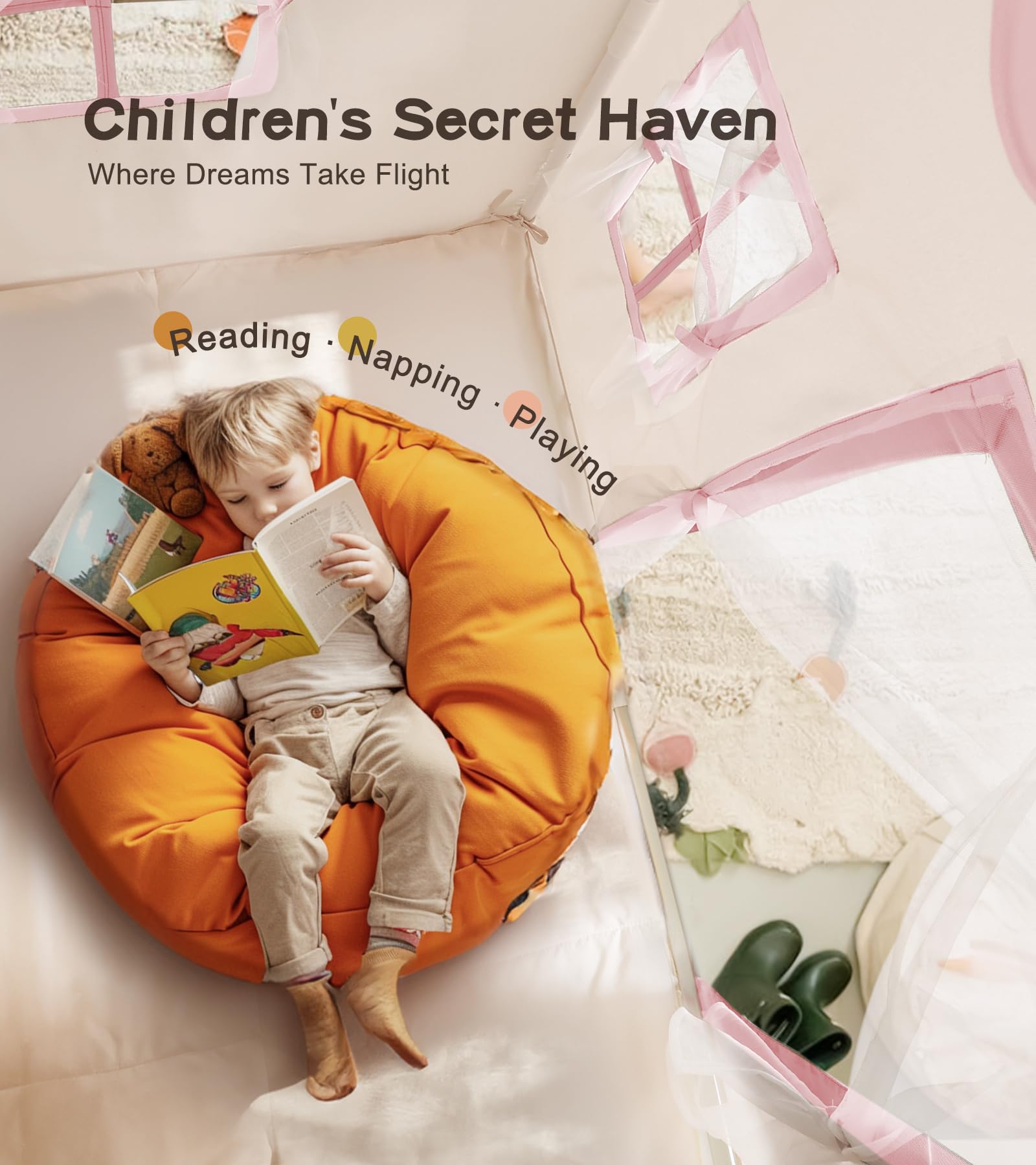 Casa de juego para niños grande con tapete, luces - Imagen 3