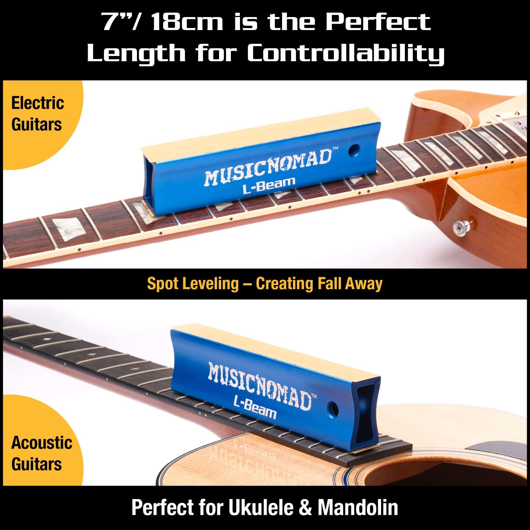 MusicNomad Fret Leveler - Nivelador (L-Beam) 7" (18cm) para - Imagen 3