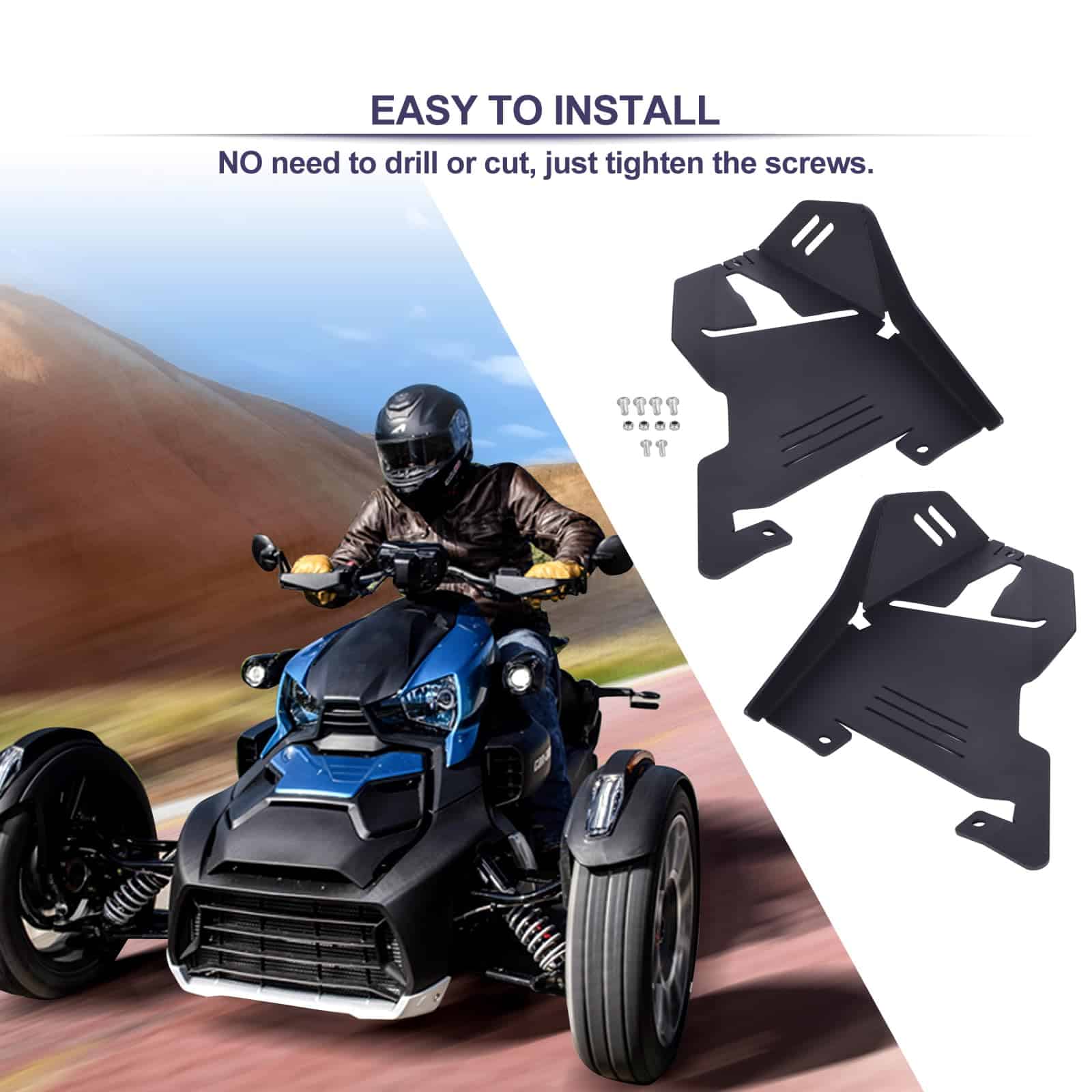 Guardabarros delanteros negros para Can Am Ryker, - Imagen 7