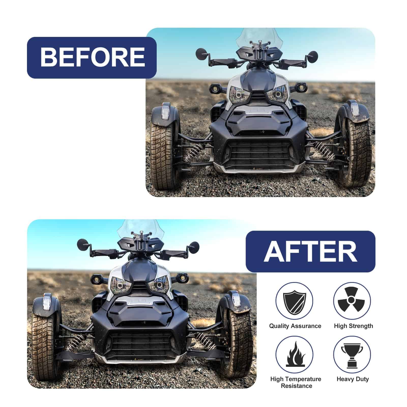 Guardabarros delanteros negros para Can Am Ryker, - Imagen 3