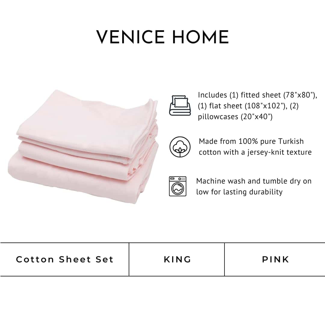 Juego de sábanas Venice Home 100% algodón -Rosa - Imagen 3