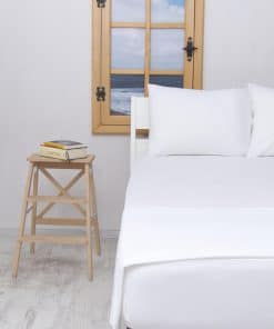 Juego de sábanas de cama 100% algodón -Blanco