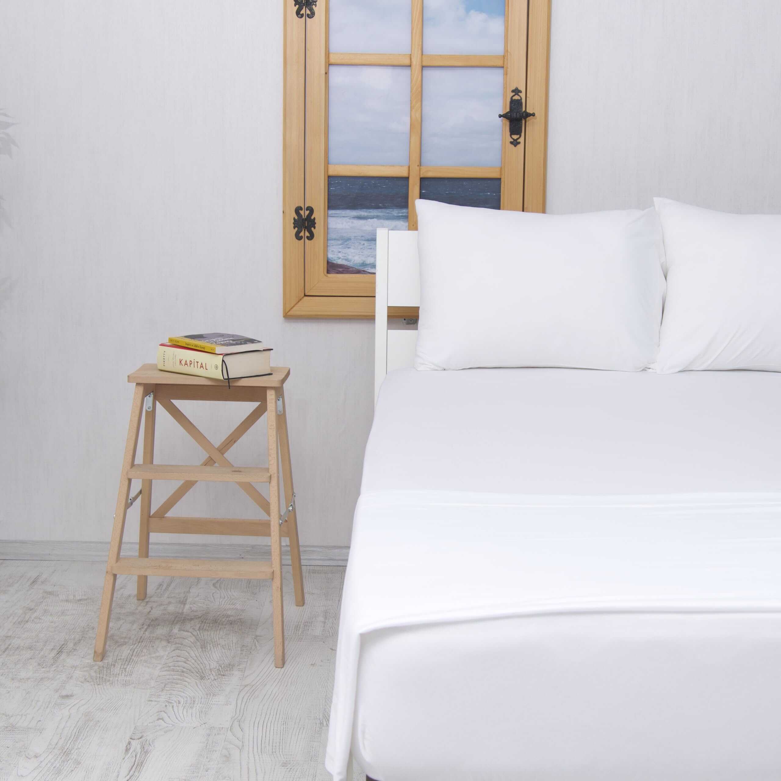 Juego de sábanas de cama 100% algodón -Blanco