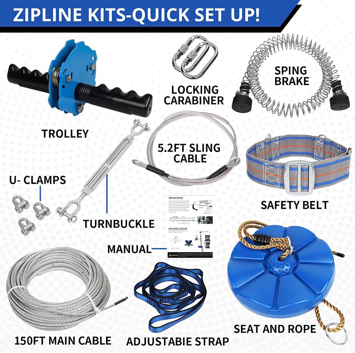 Kit de Tirolesa para Patio Trasero de 150FT - Tirolesa para - Imagen 7