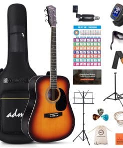 Kit de Guitarra Acústica ADM Dreadnought con Clase Gratis