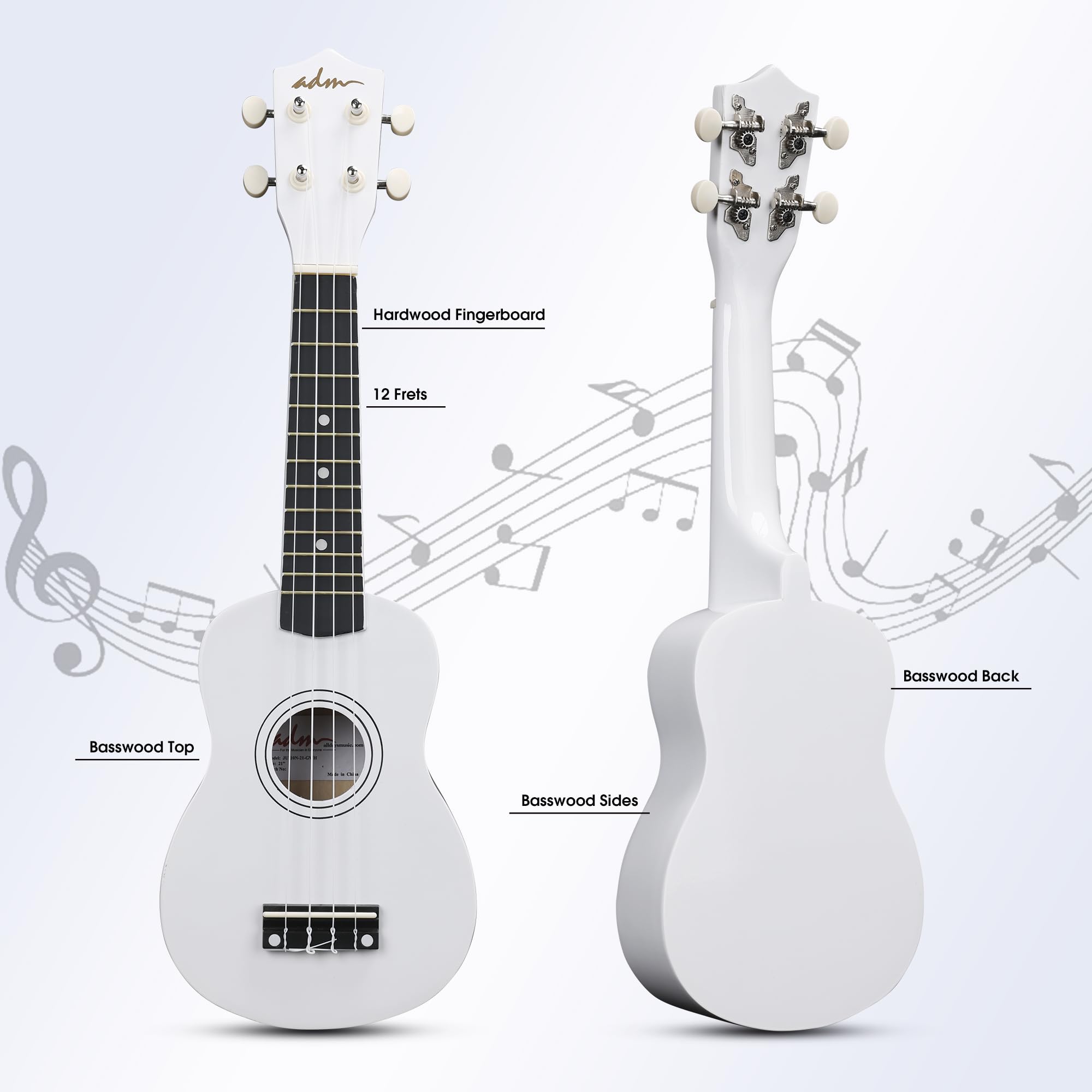 Ukulele Soprano ADM para Principiantes 21 Pulgadas Ukelele - Imagen 4