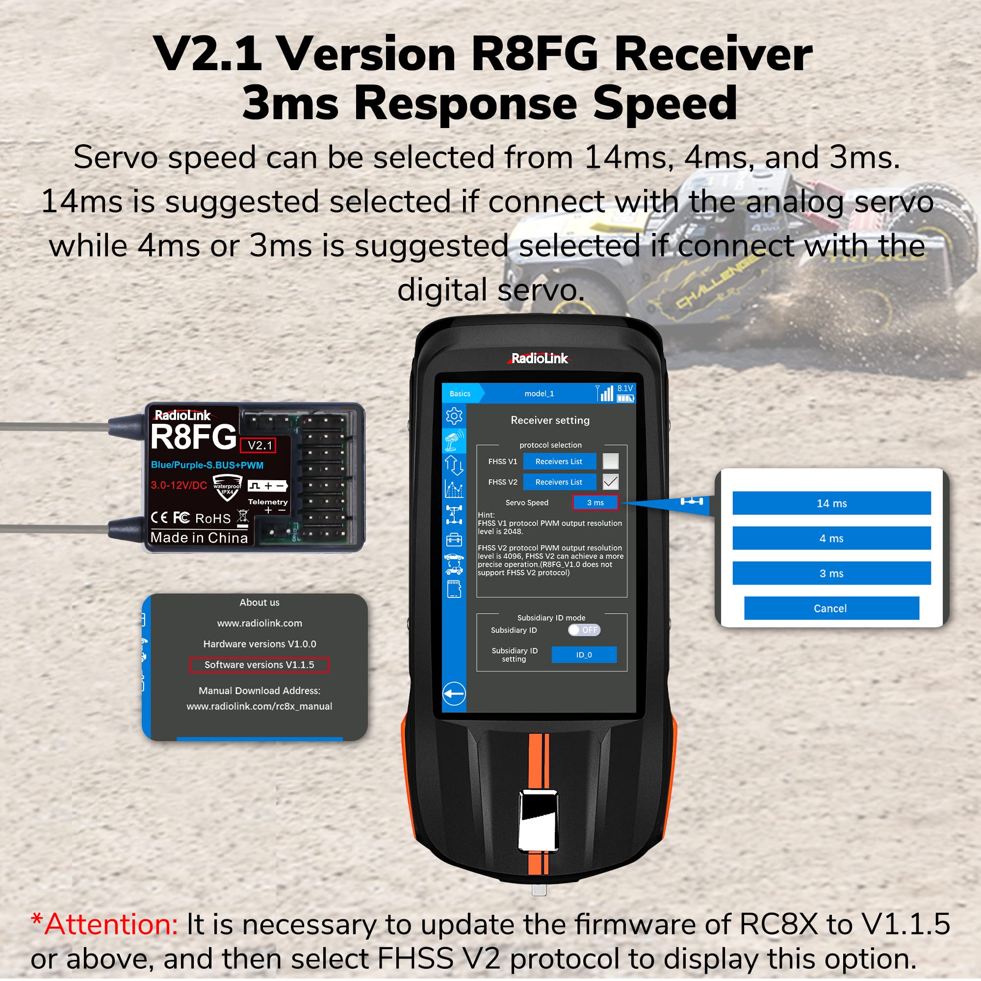 Receptor de giro Radiolink R8FG V2.1 de 8 canales, 2 - Imagen 6
