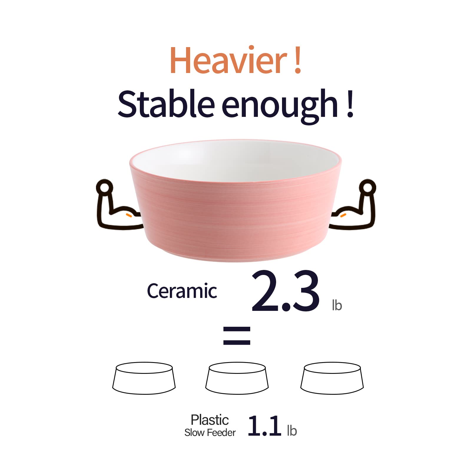 Addogyy Tazón para Perro Rosa de Cerámica para Razas - Imagen 6