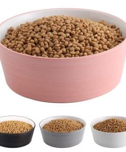 Addogyy Tazón para Perro Rosa de Cerámica para Razas