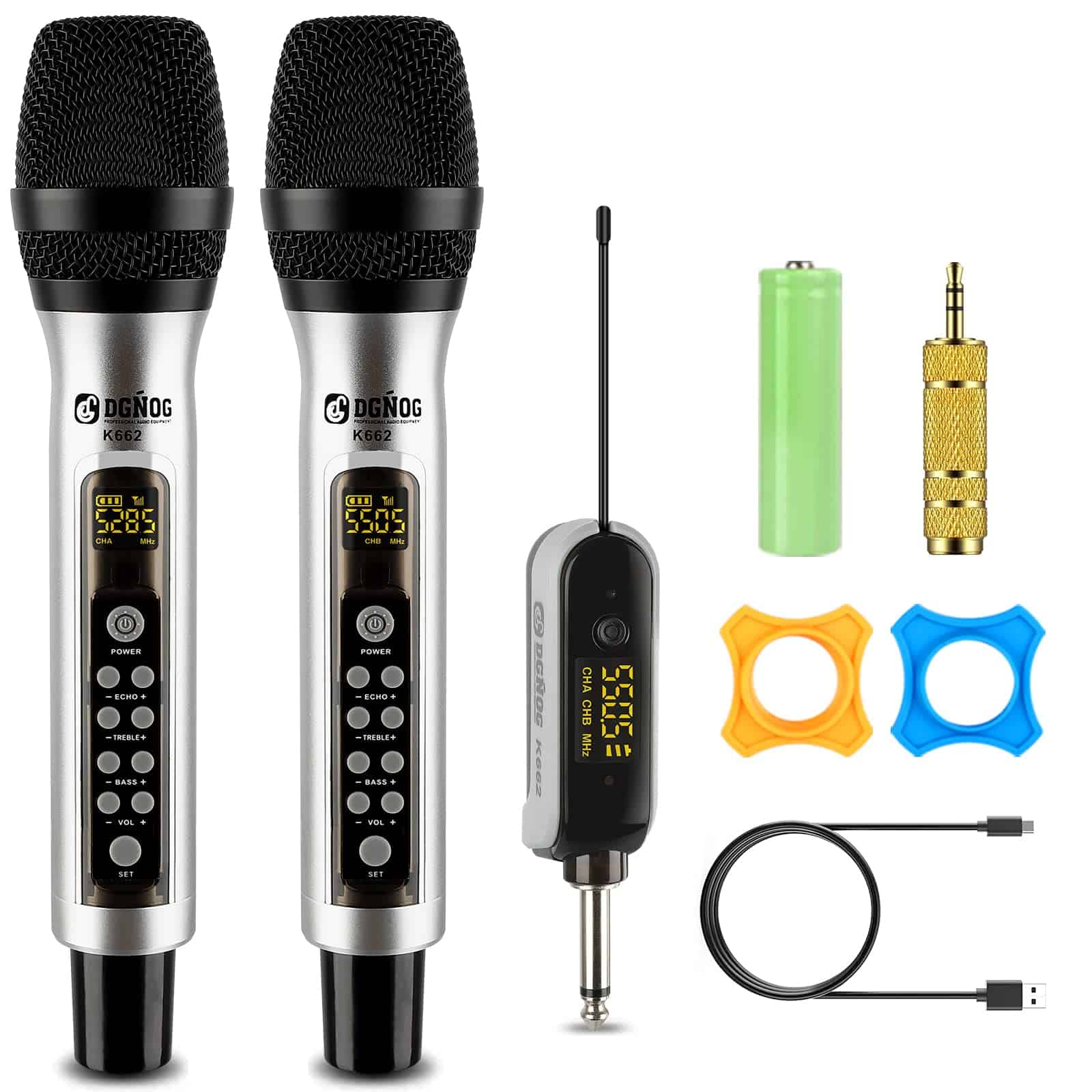 Micrófonos Inalámbricos DGNOG K662 Metal con Eco, Sistema