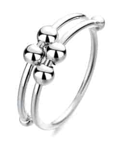 Anillo Fidget de Cuentas Ajustable Mint & Lily, Plata, Sin