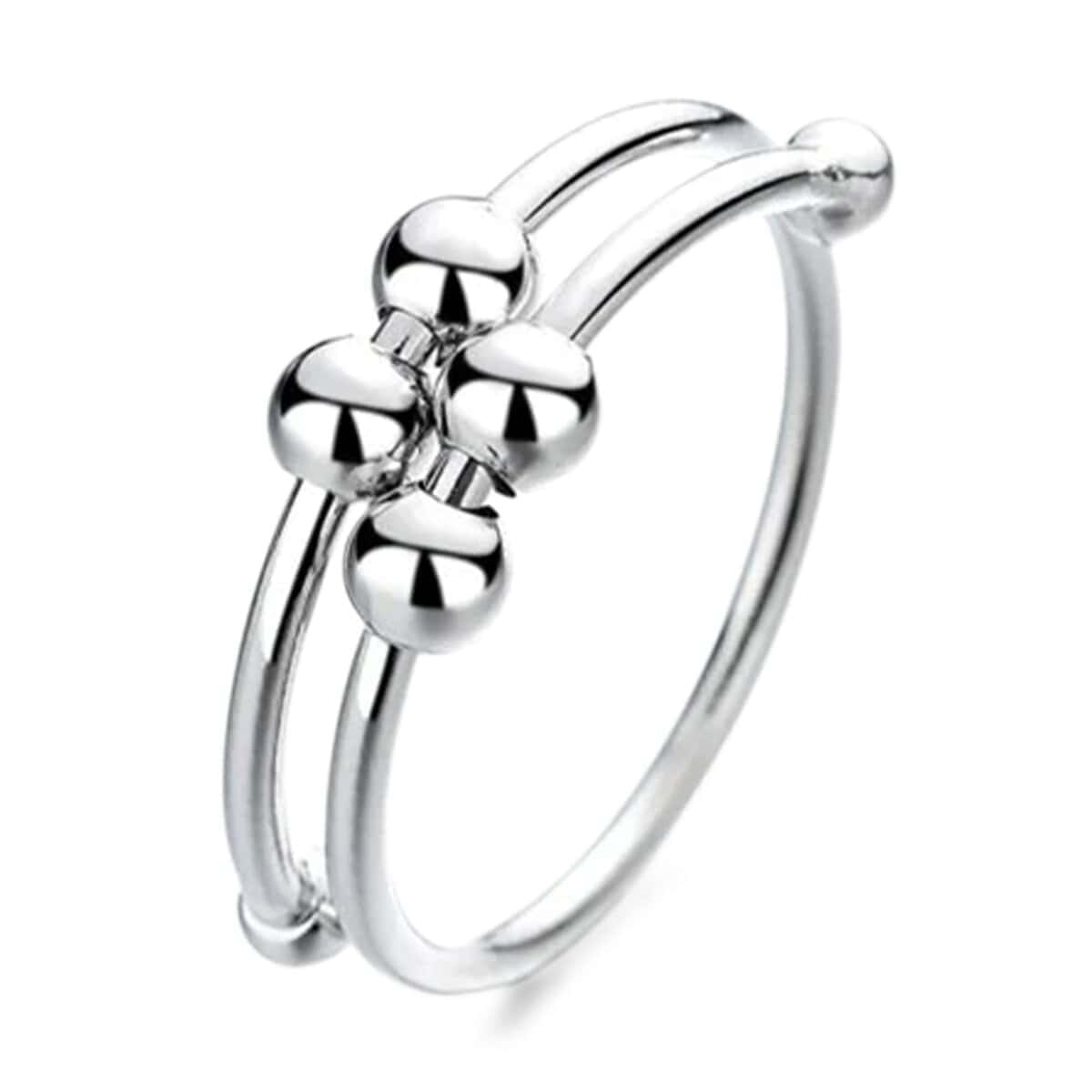 Anillo Fidget de Cuentas Ajustable Mint & Lily, Plata, Sin