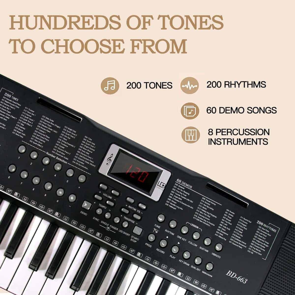 Teclado de Piano SFESGRER 61 Teclas Piano Eléctrico para - Imagen 5