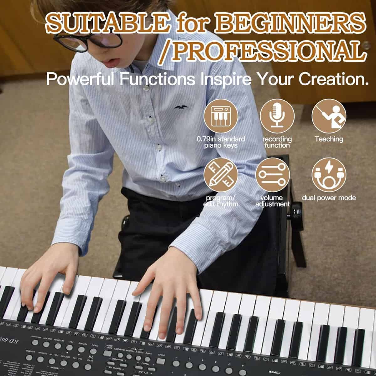 Teclado de Piano SFESGRER 61 Teclas Piano Eléctrico para - Imagen 6