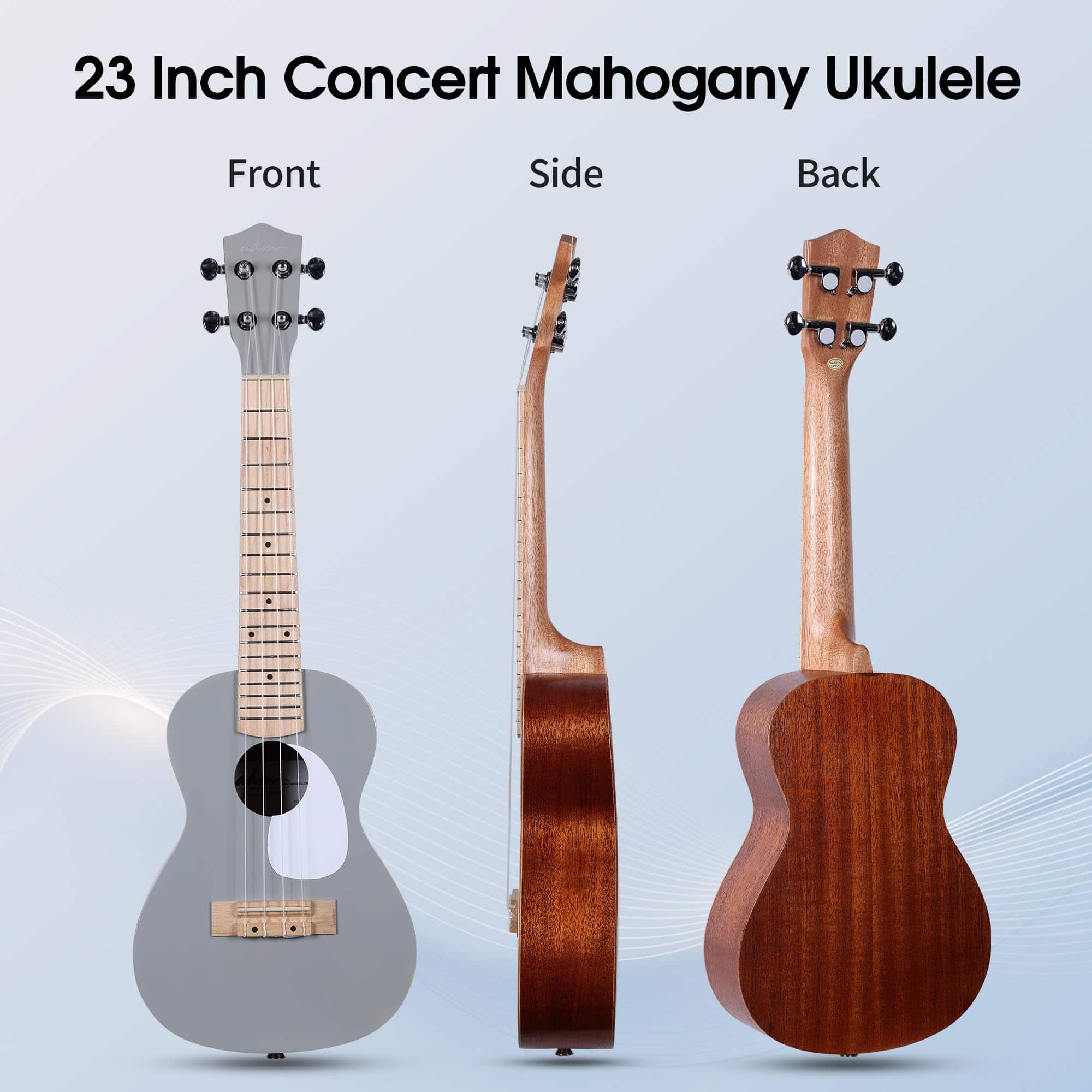 Ukelele Concert ADM para Principiantes 23 Pulgadas de Caoba - Imagen 4