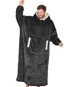 Manta con capucha de franela sherpa para adultos - One Size