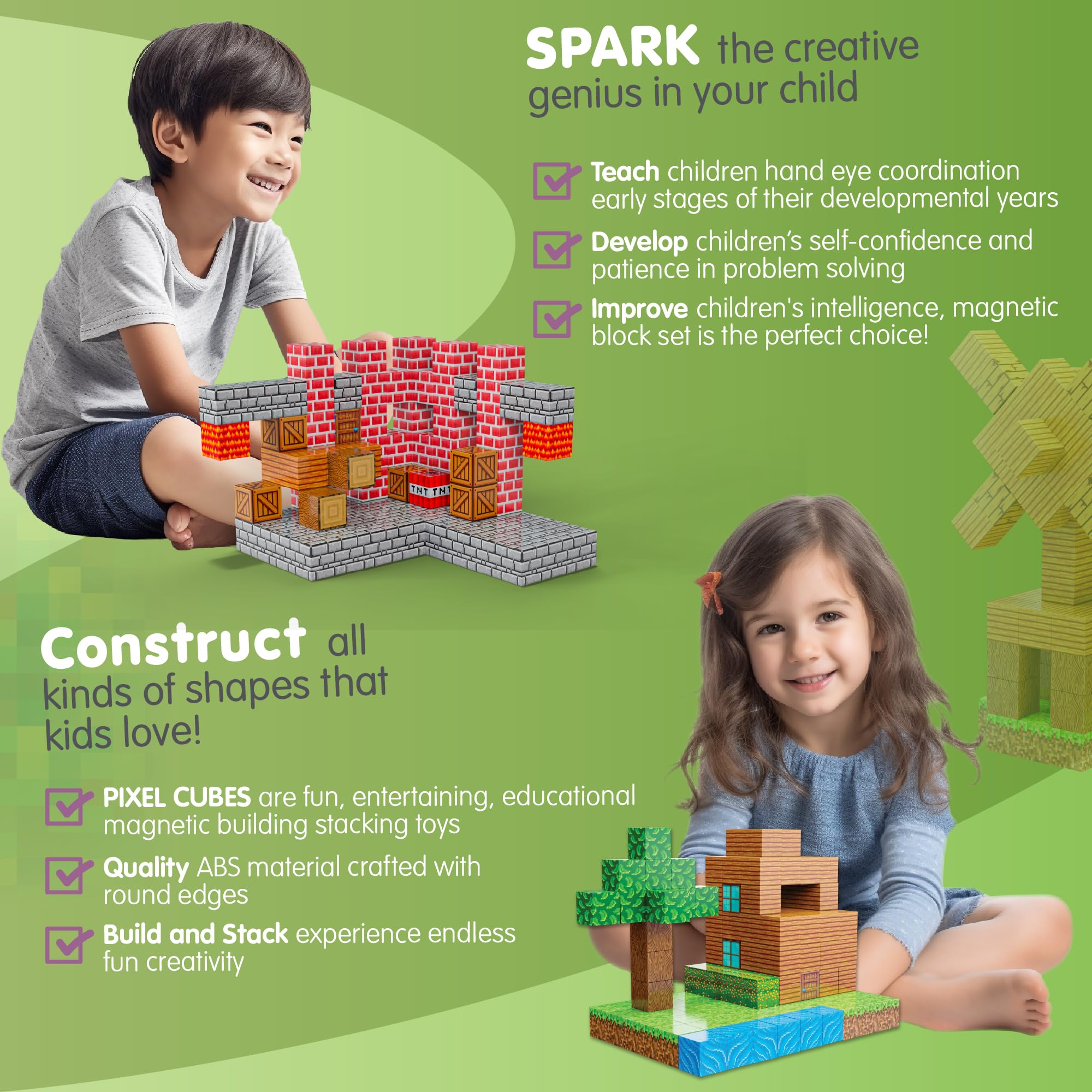 BrainSpark 100PCS Magnetic Pixel Cubes World Pack Edition - Imagen 7