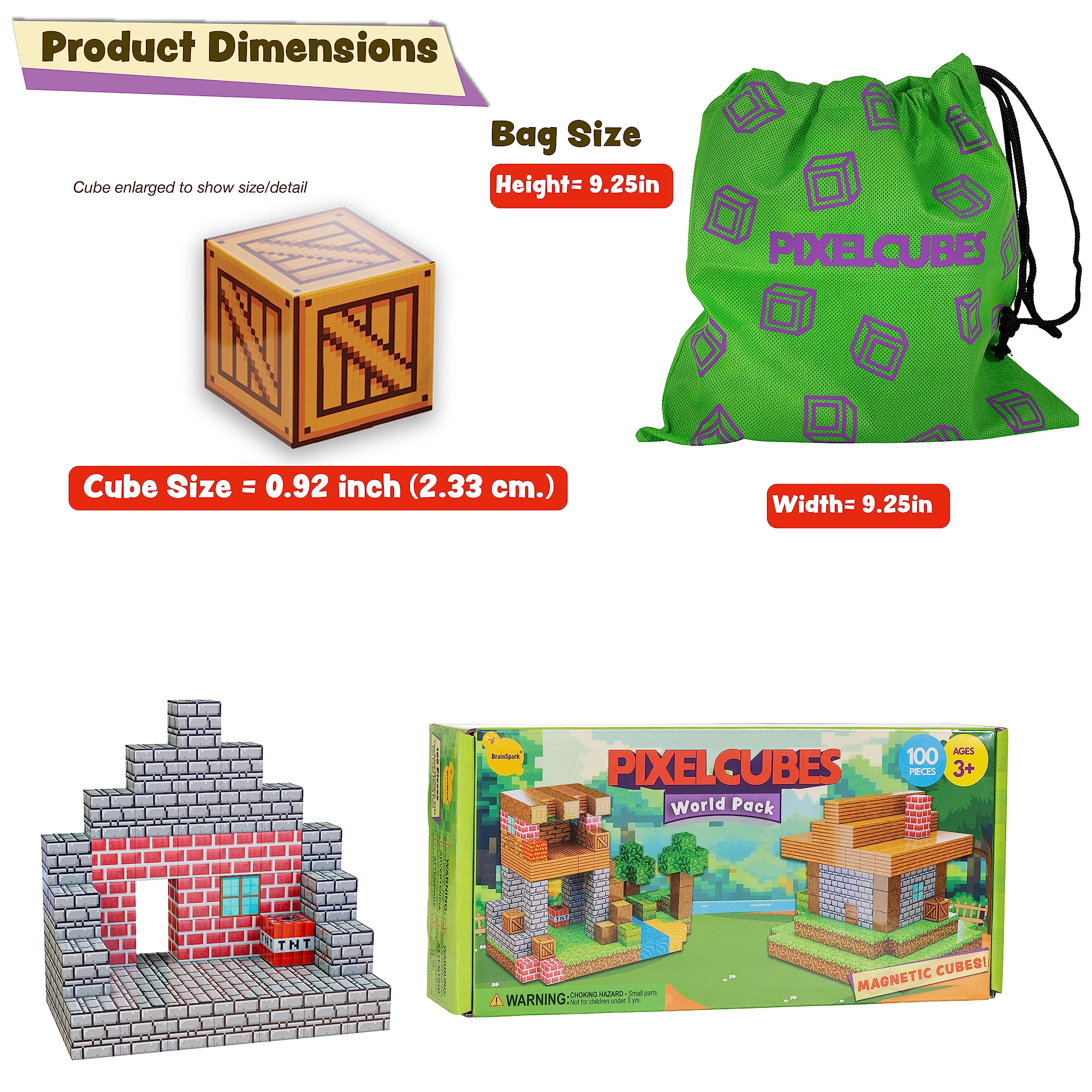 BrainSpark 100PCS Magnetic Pixel Cubes World Pack Edition - Imagen 4