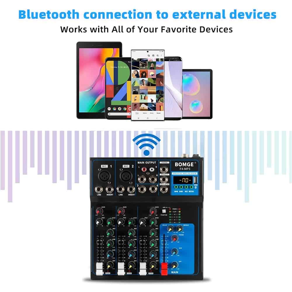 Mezclador de audio portátil Bluetooth BOMGE K7 con consola - Imagen 7