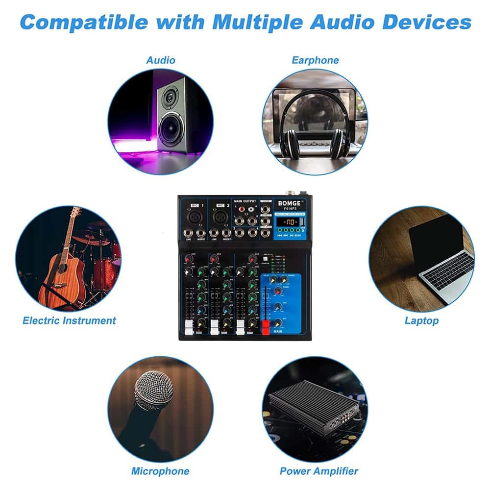 Mezclador de audio portátil Bluetooth BOMGE K7 con consola - Imagen 3