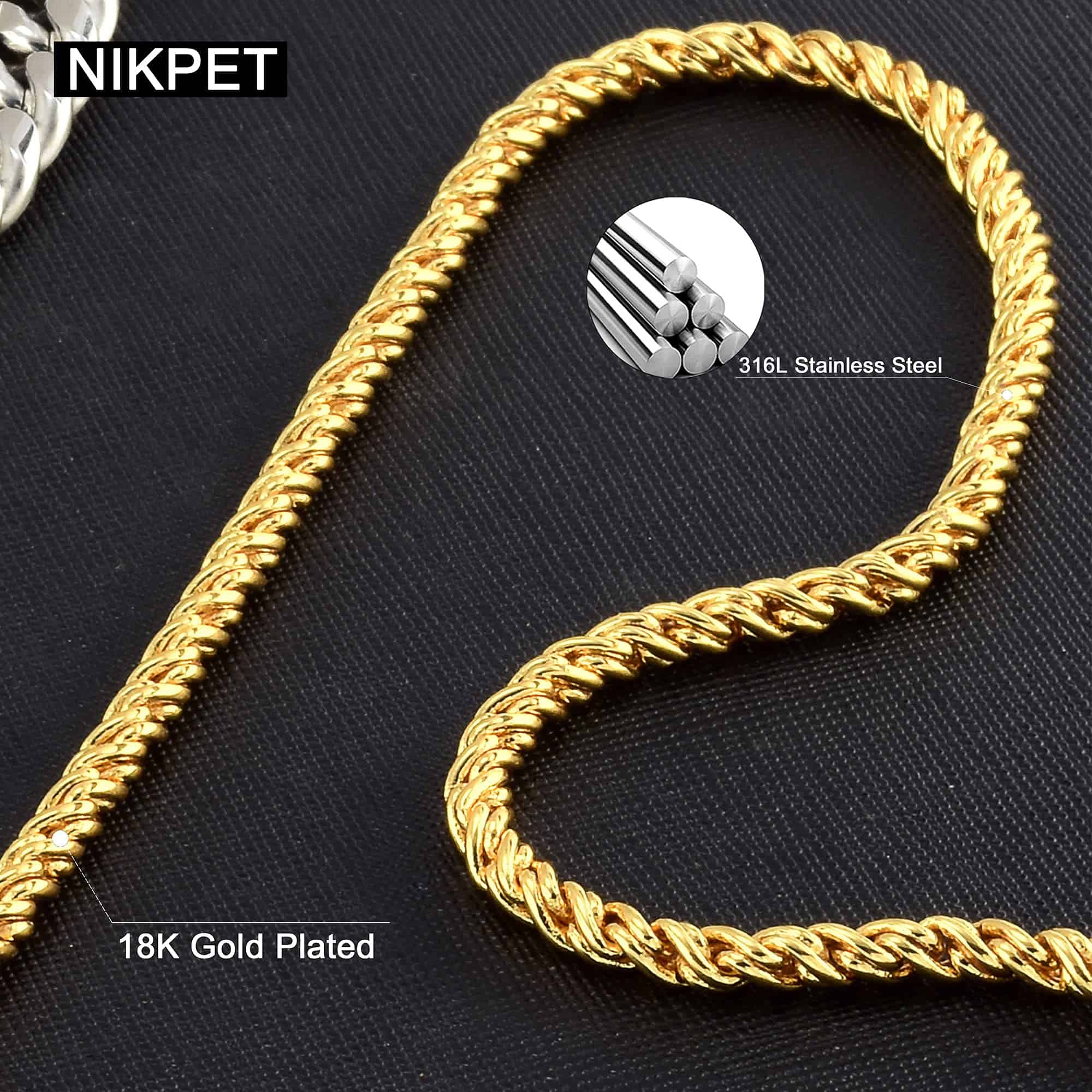 Correa de cadena de oro para perros Correa masticable para - Imagen 6