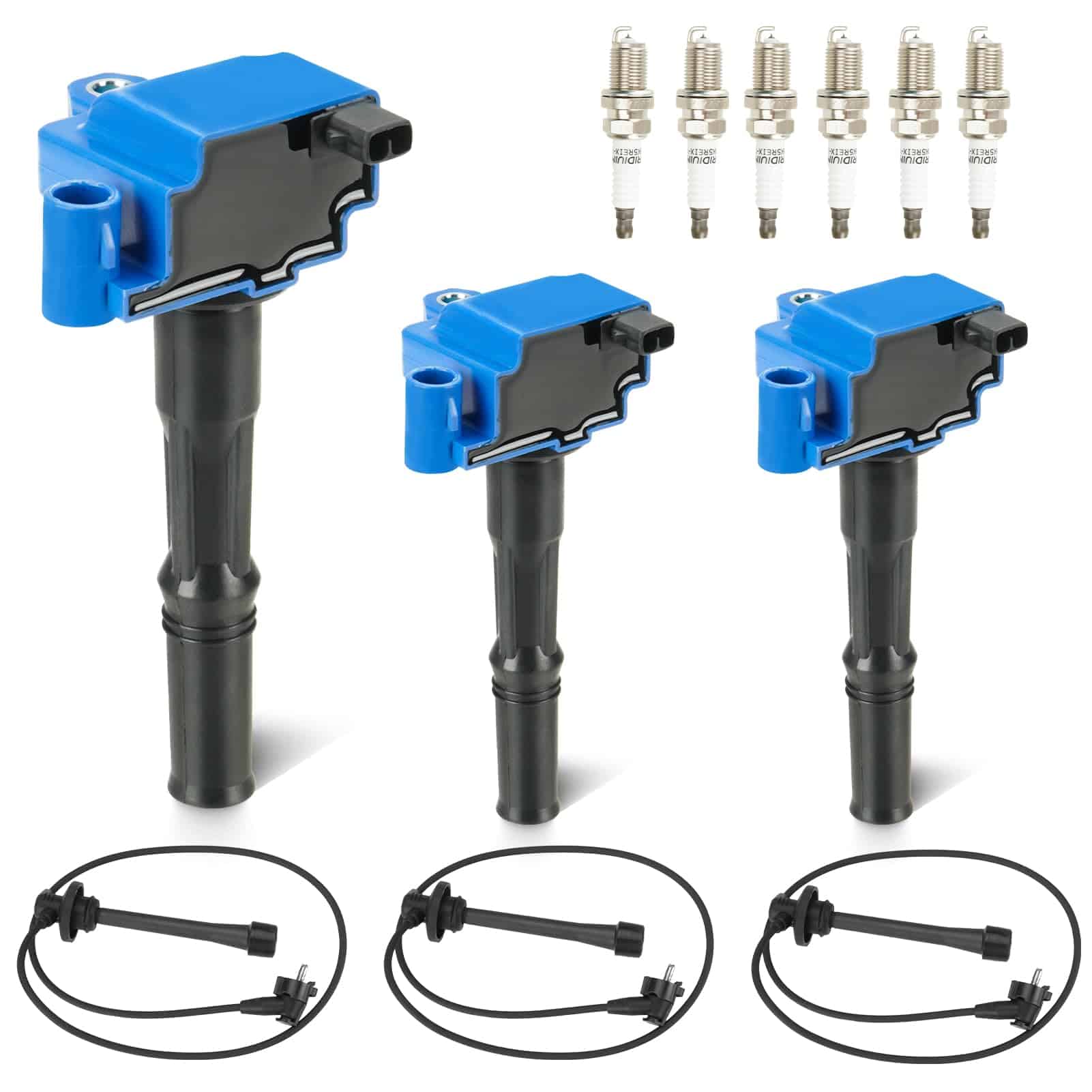 Conjunto Azul de 3 Bobinas de Encendido con 3 Bujías y 3