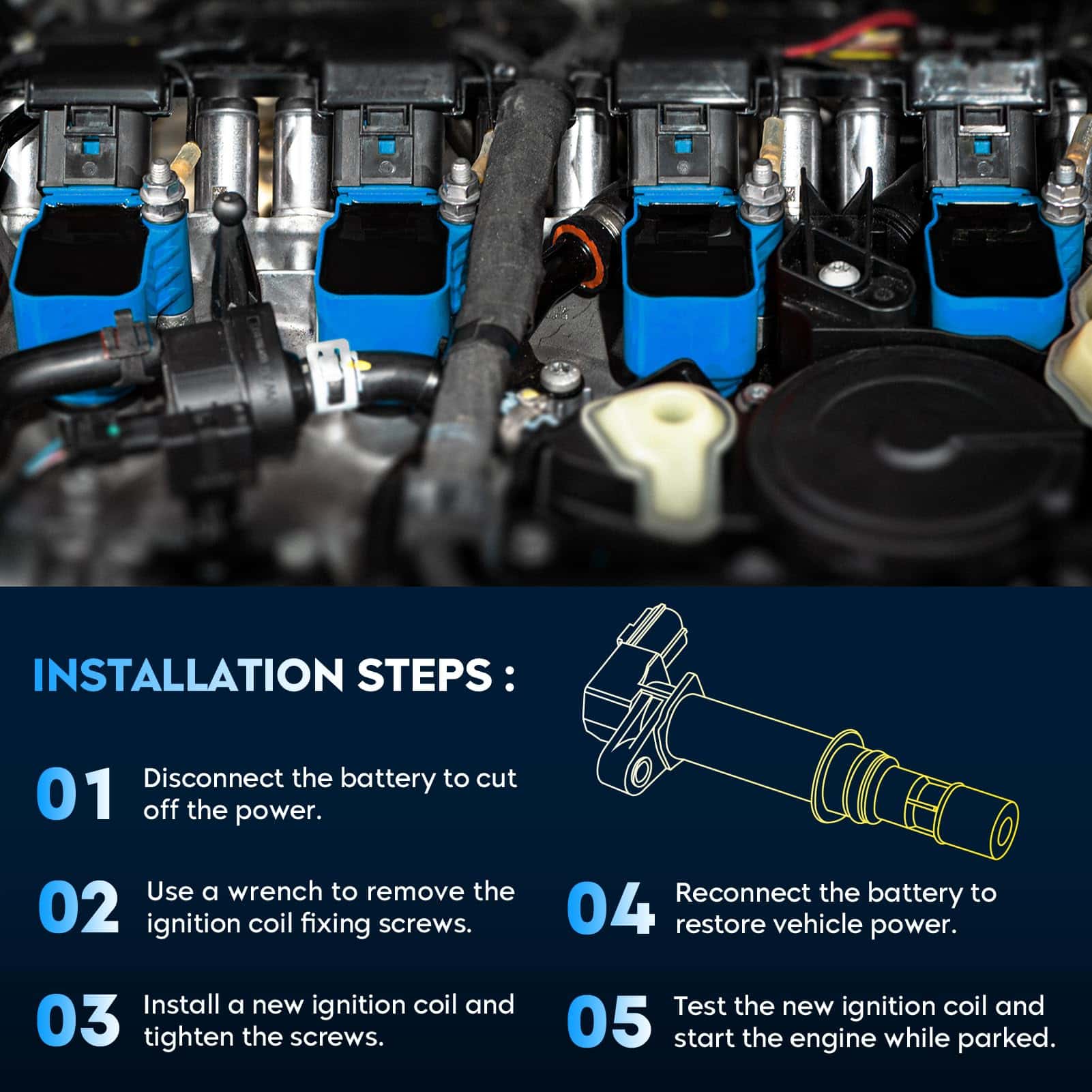 Paquete de Bobina de Encendido + Bujías de Iridio para Ford - Imagen 8