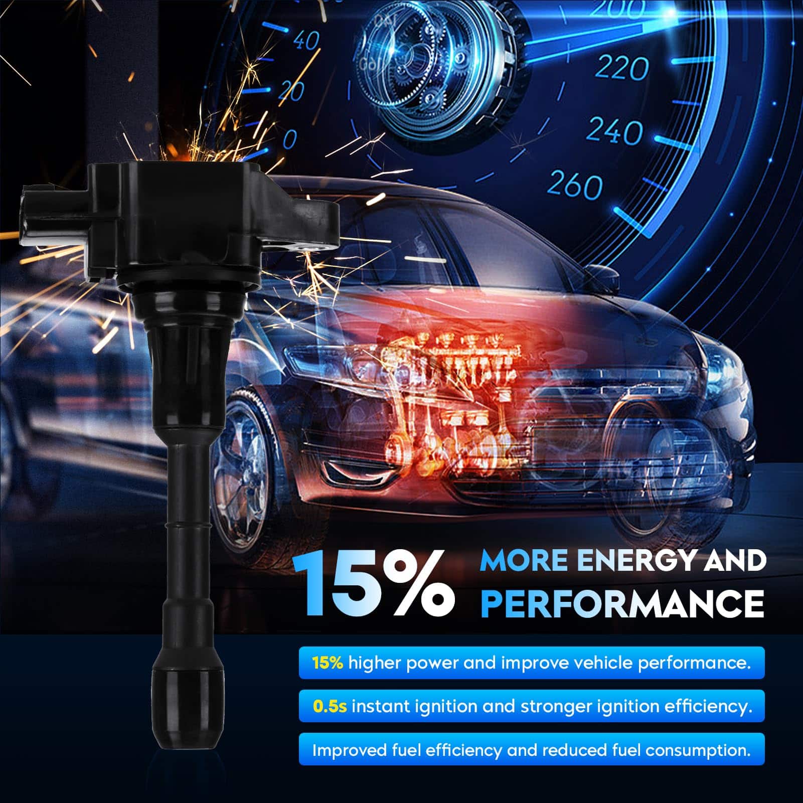 Paquete de bobina de encendido + bujías de - 4 Juegos - Imagen 6