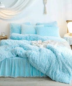 Juego de Cubierta de Edredón HAIHUA Azul Esponjoso para