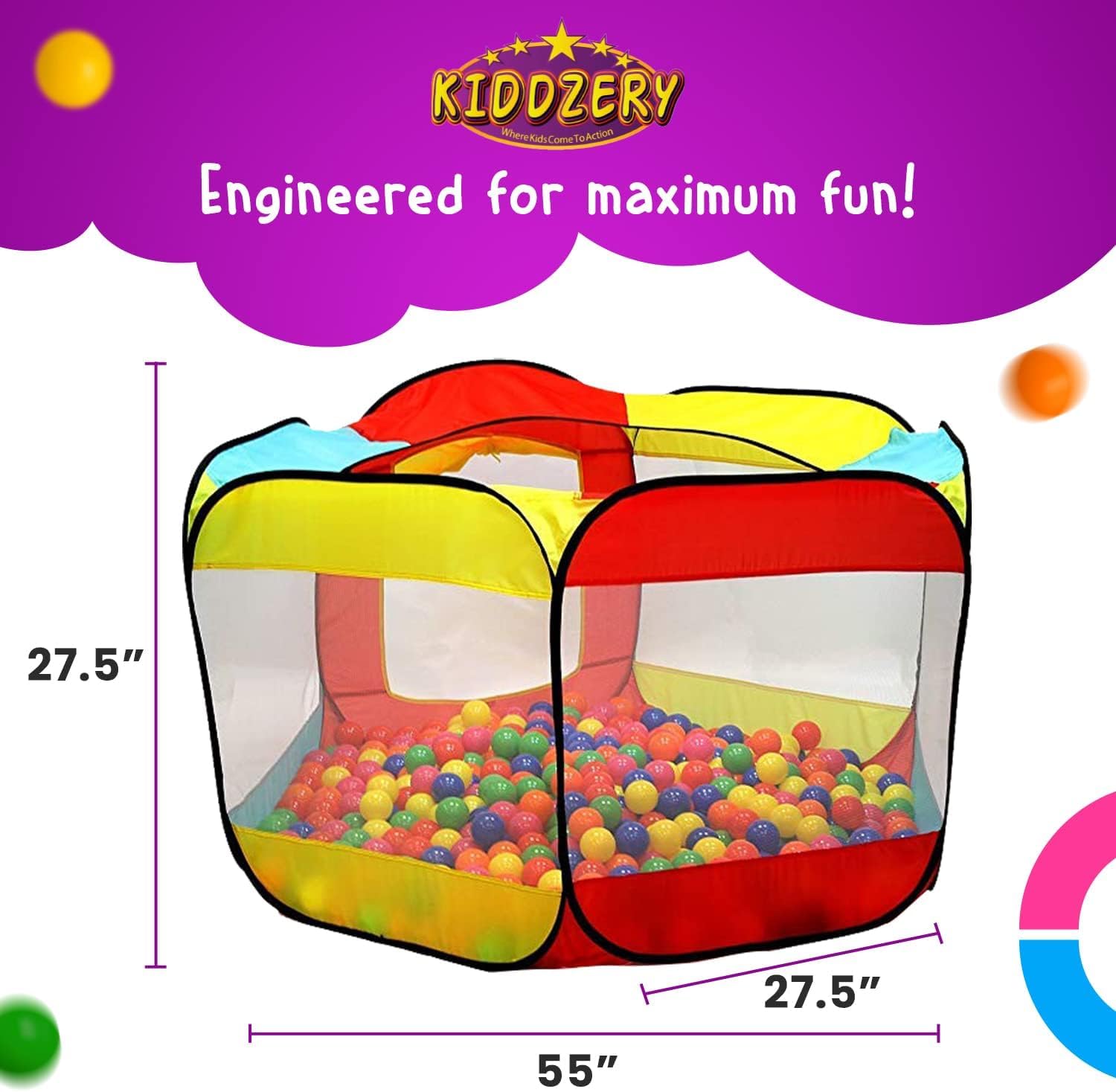 Kids Ball Pit Large Pop Up Ball Pit Tent for Toddlers - - Imagen 8