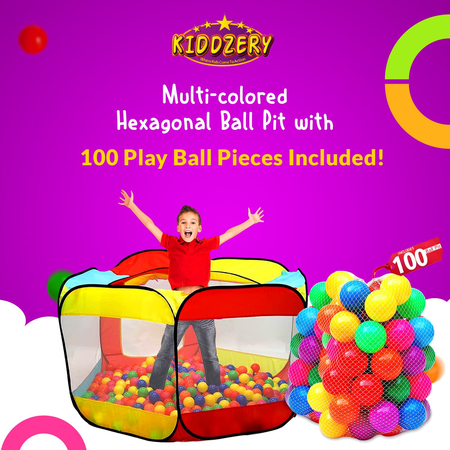 Kids Ball Pit Large Pop Up Ball Pit Tent for Toddlers - - Imagen 3