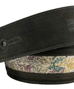 Correa de guitarra de cuero de grano completo Floral