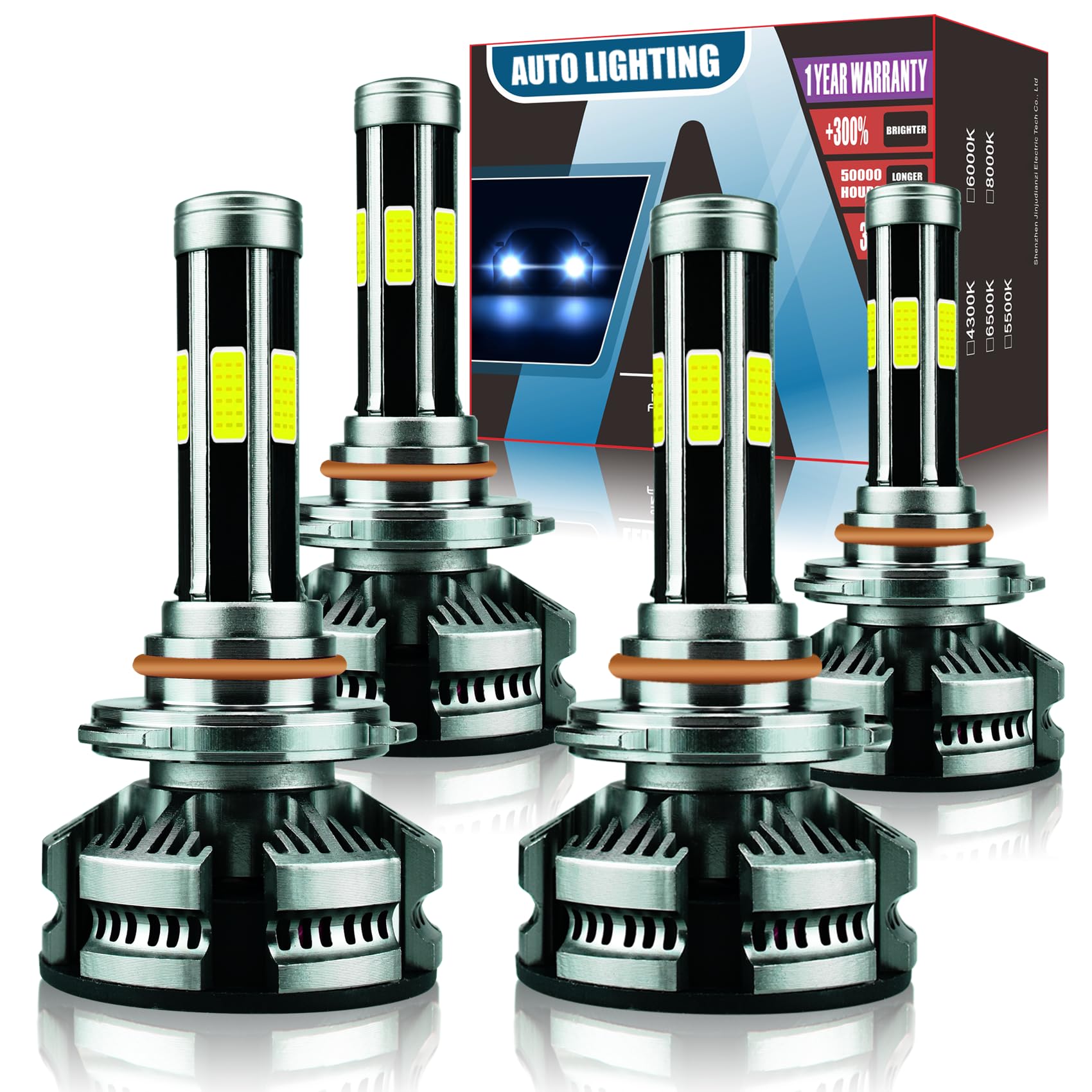 Pack de 4 Bombillas LED 9005 9006 JINJUDIANZI 360�, Luces