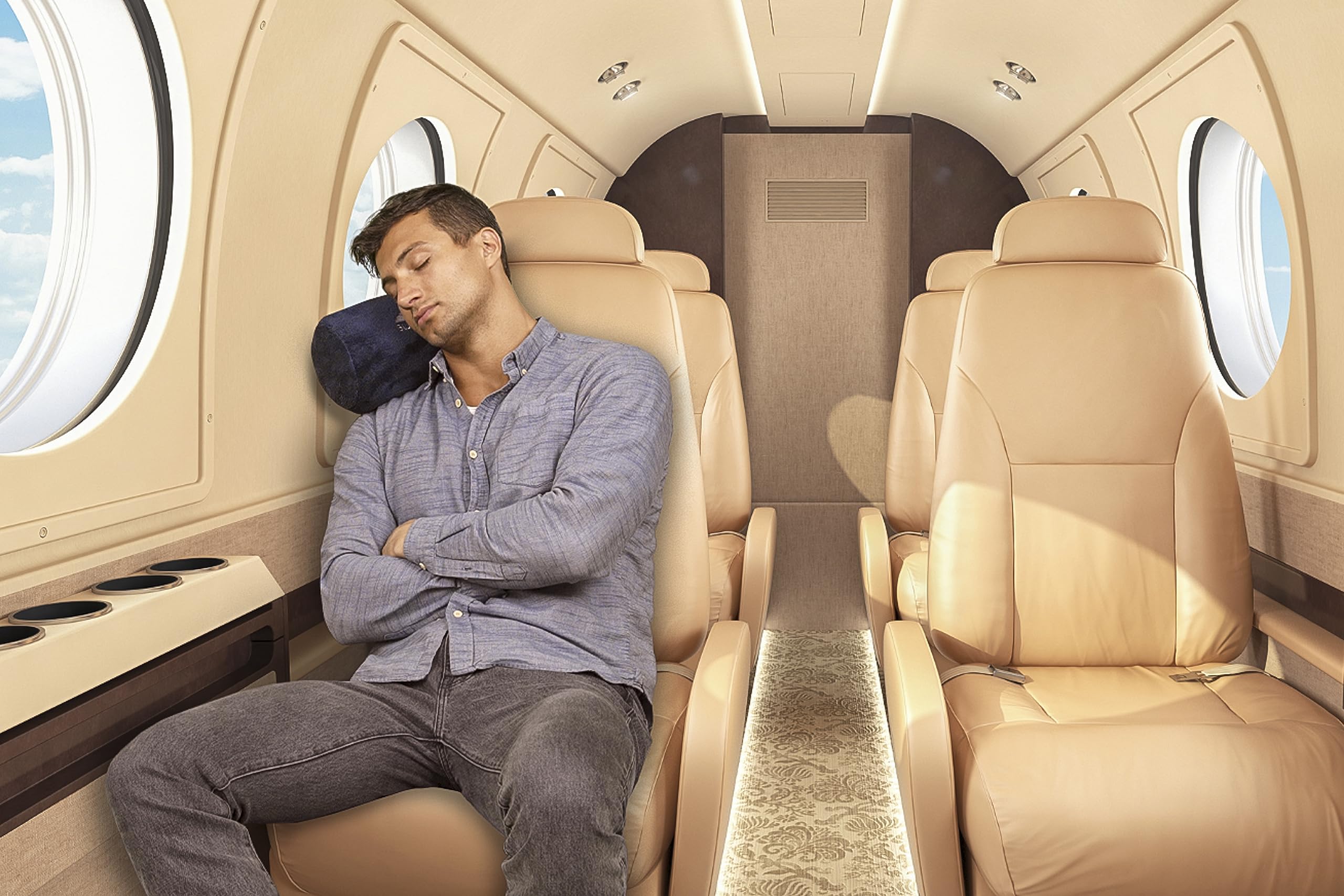 Manta de Viaje y Almohada BlueHills Premium de -Azul Marino - Imagen 7