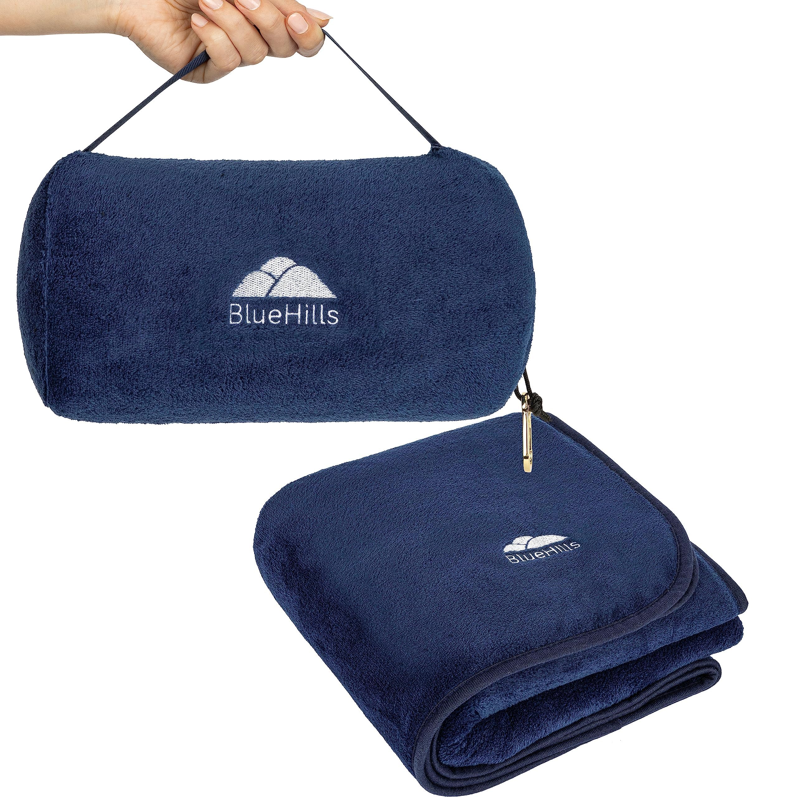 Manta de Viaje y Almohada BlueHills Premium de -Azul Marino