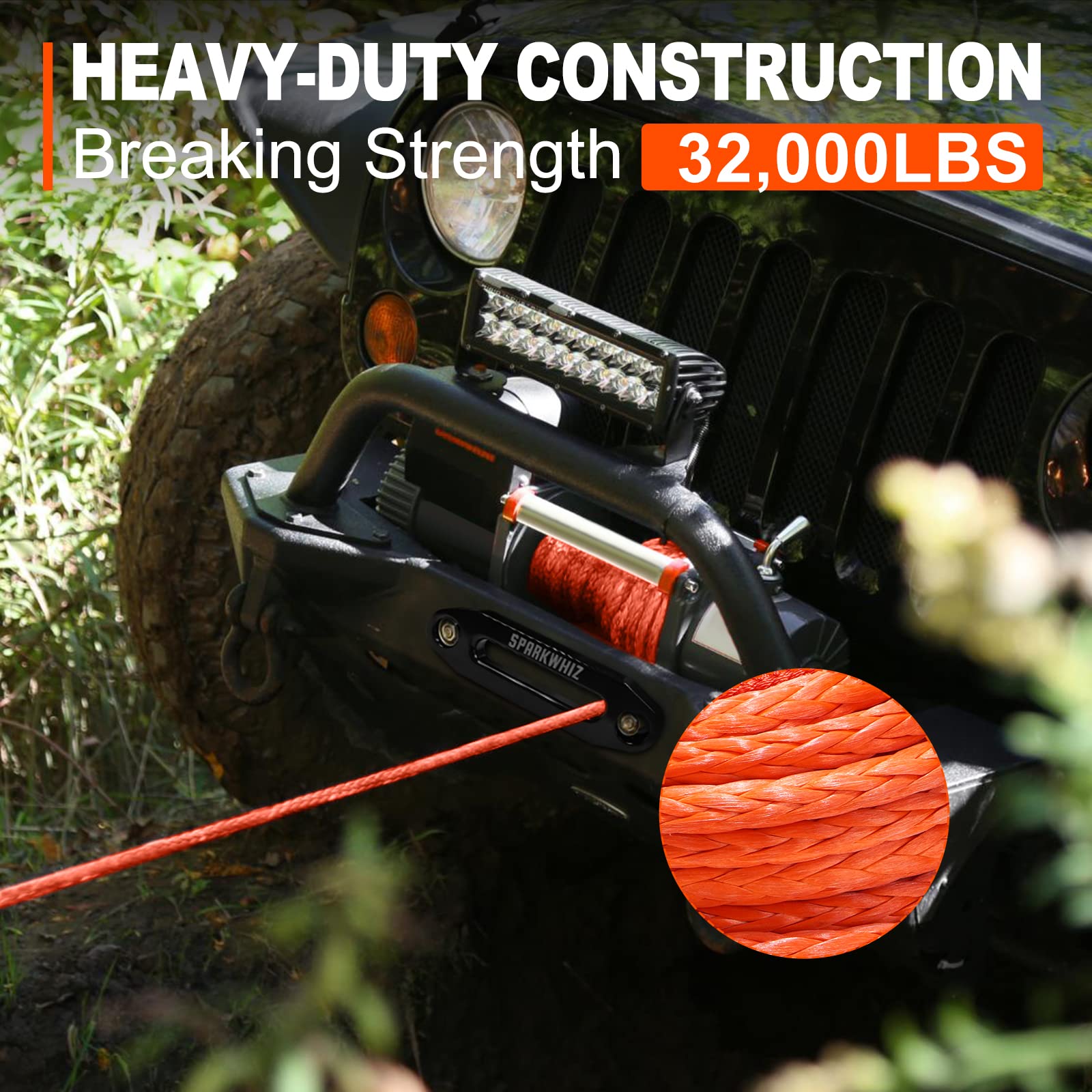 Kit de Cable de Cuerda Sintética para Winch SPARKWHIZ: 1/2" - Imagen 3