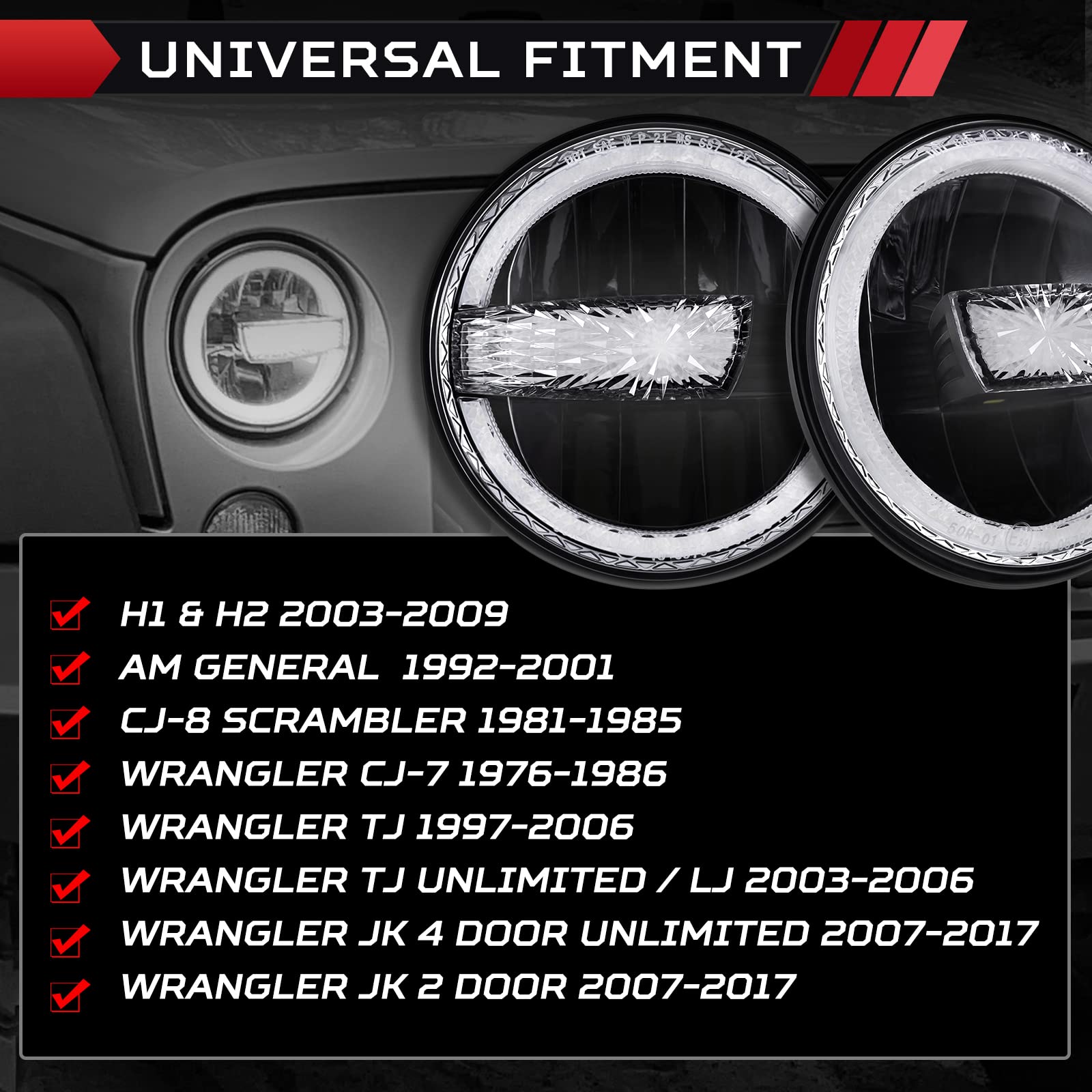 Faros LED Haitzu de 7 pulgadas con DRL, Luz de halo, Luces - Imagen 7