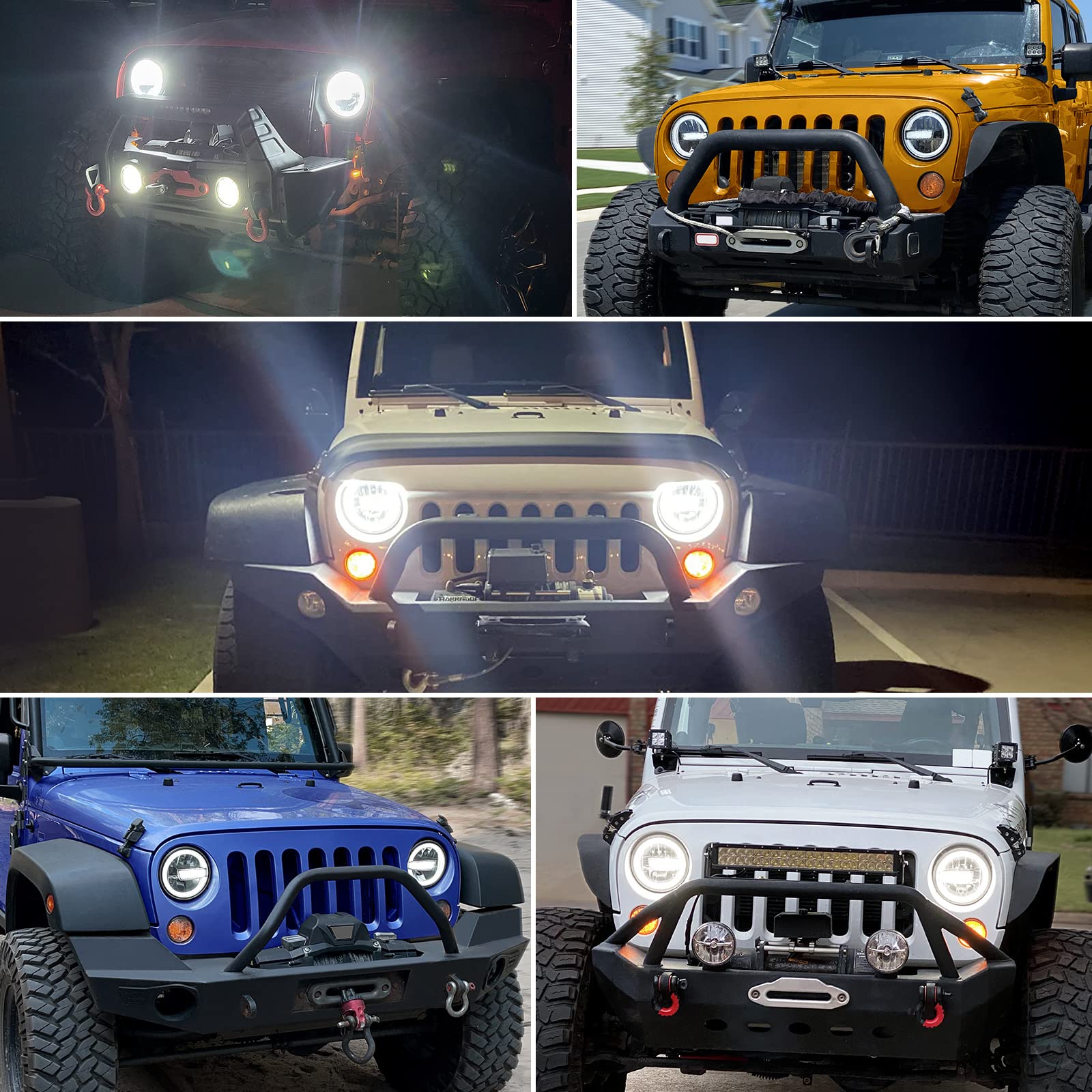 Faros LED Haitzu de 7 pulgadas con DRL, Luz de halo, Luces - Imagen 8