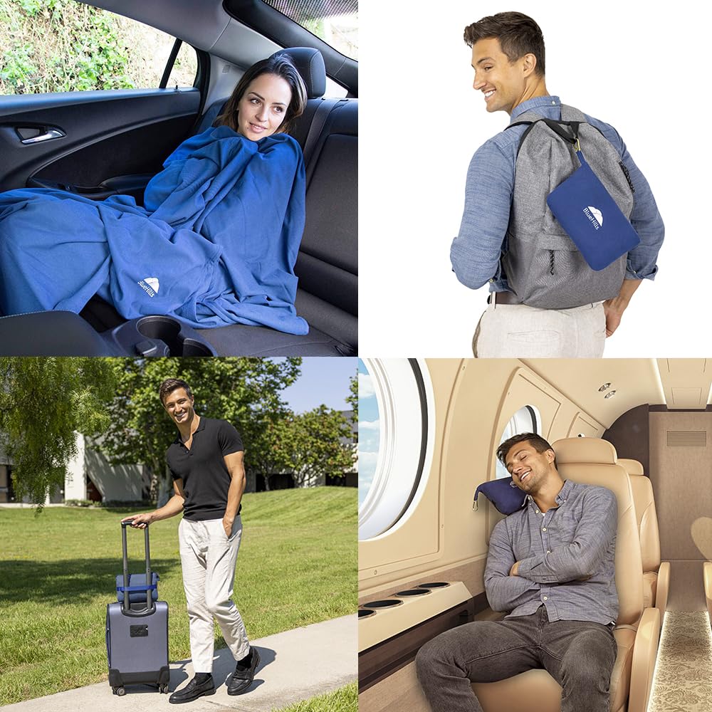 Manta de Viaje y Almohada Compacta y Ligera en Color Azul - Imagen 3
