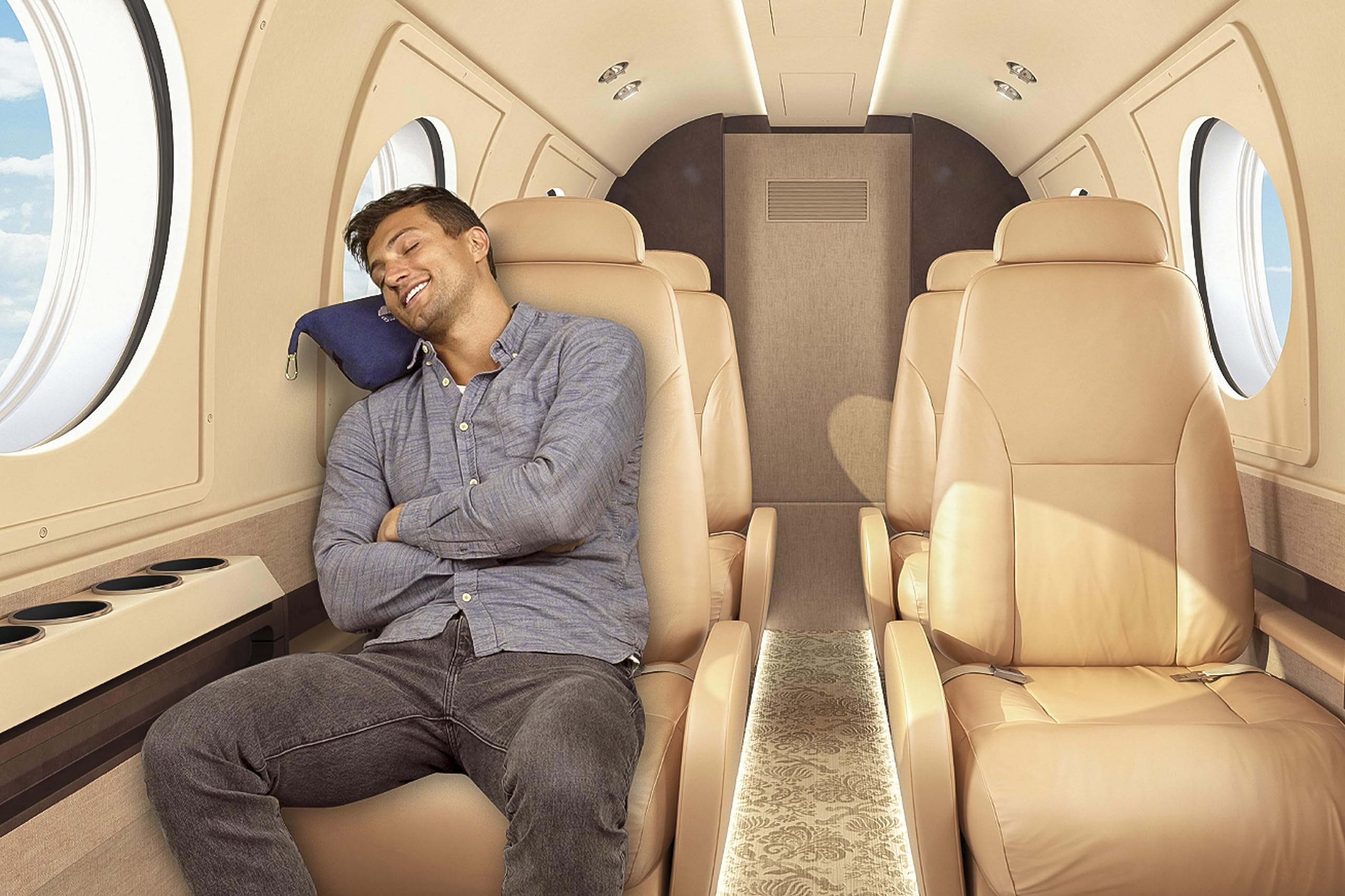 Manta de Viaje y Almohada Compacta y Ligera en Color Azul - Imagen 6