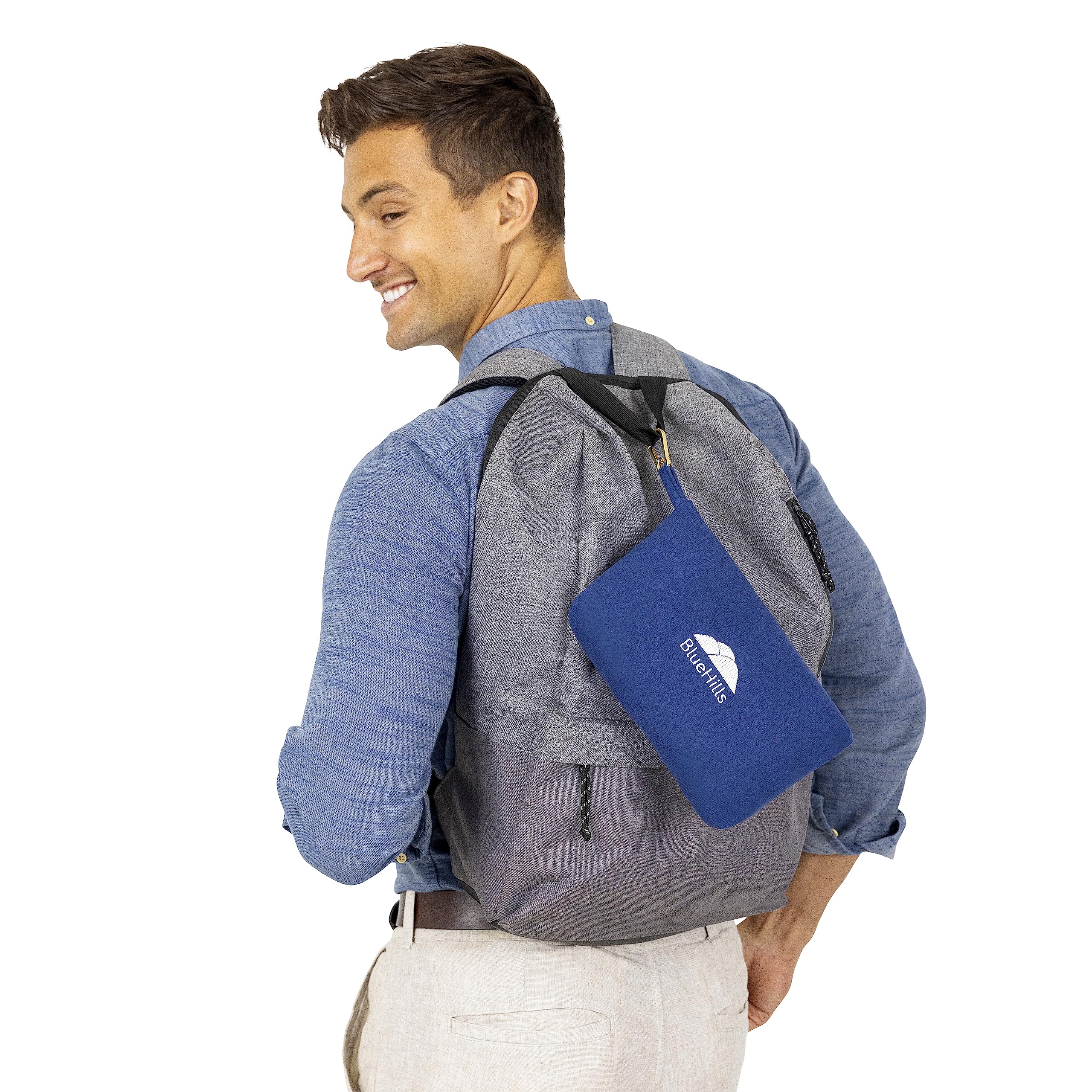 Manta de Viaje y Almohada Compacta y Ligera en Color Azul - Imagen 8