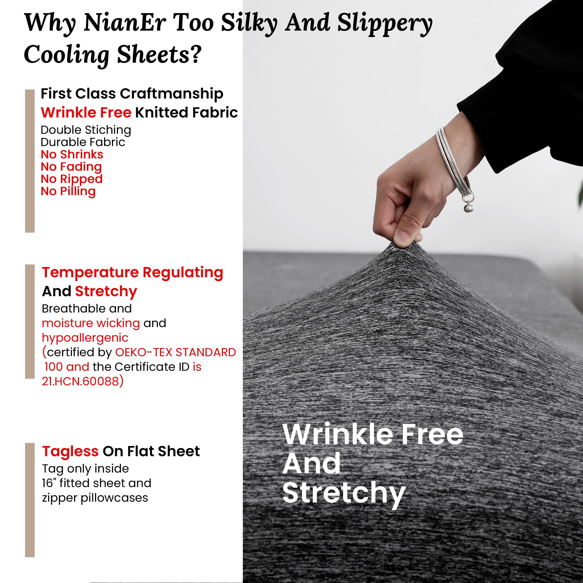 Juego de sábanas de lujo suaves y elásticas de tejido - Imagen 5