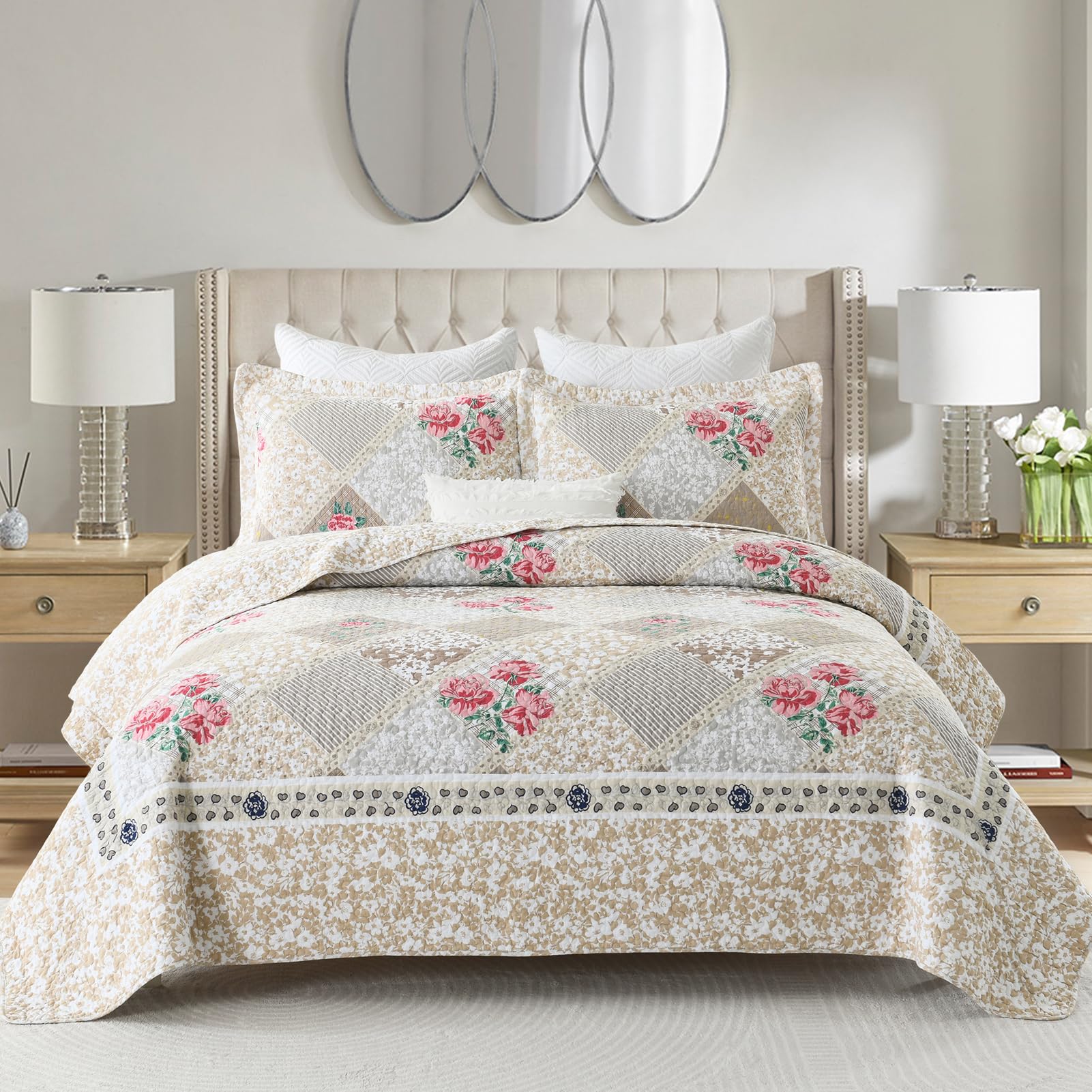 Juego de colchas de algodón 100% PANGUSHAN tamaño King,