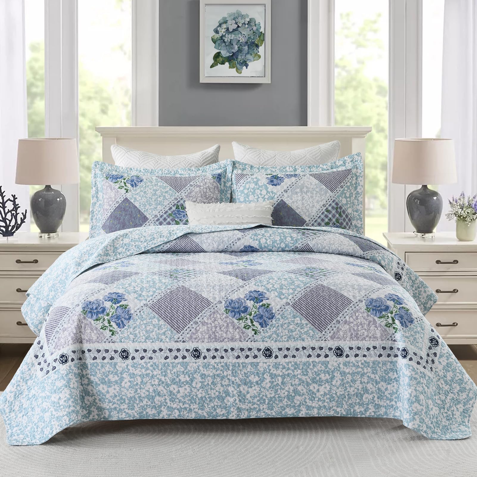 Juego de Colcha 100% algodón tamaño King, Juego de Colchas