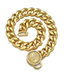 Collar de Perro Dorado 19mm de Grosor Set de Collar de