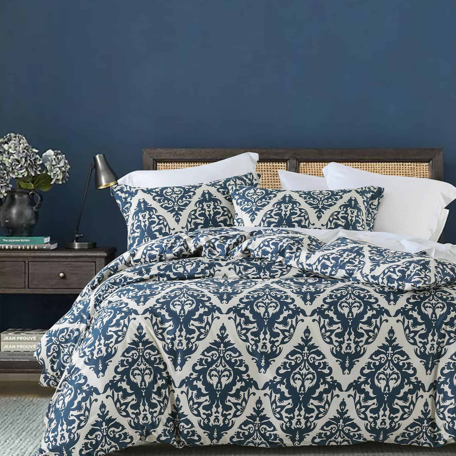 Juego de Funda Nórdica King Size de Algodón -Azul