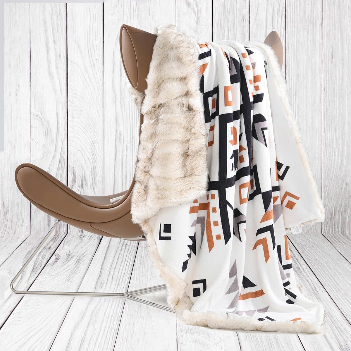 Manta de Lana Falsa de Lujo con Estampado Azteca, Súper - Imagen 8