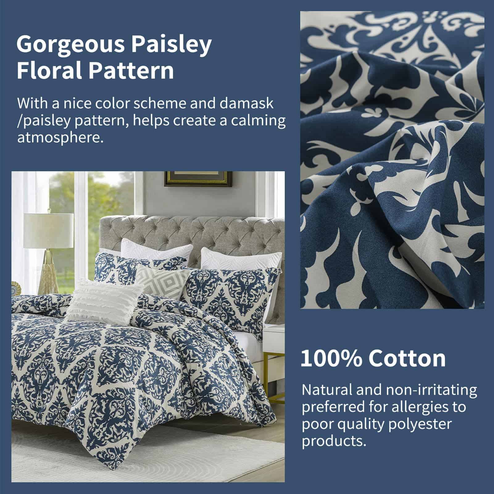 PERHOM Funda nórdica King - Funda nórdica azul marino - Imagen 6