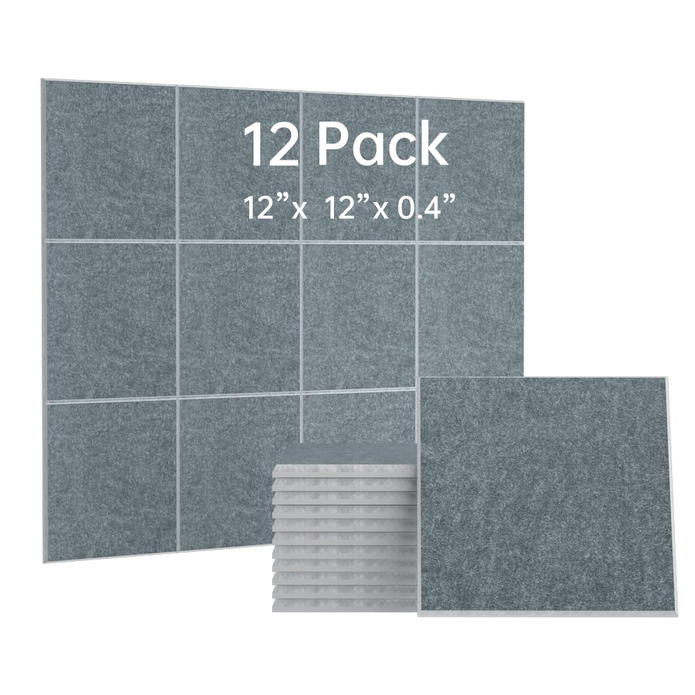 12 Paquete de Paneles Acústicos con Autoadhesivo, 12 * 12 *