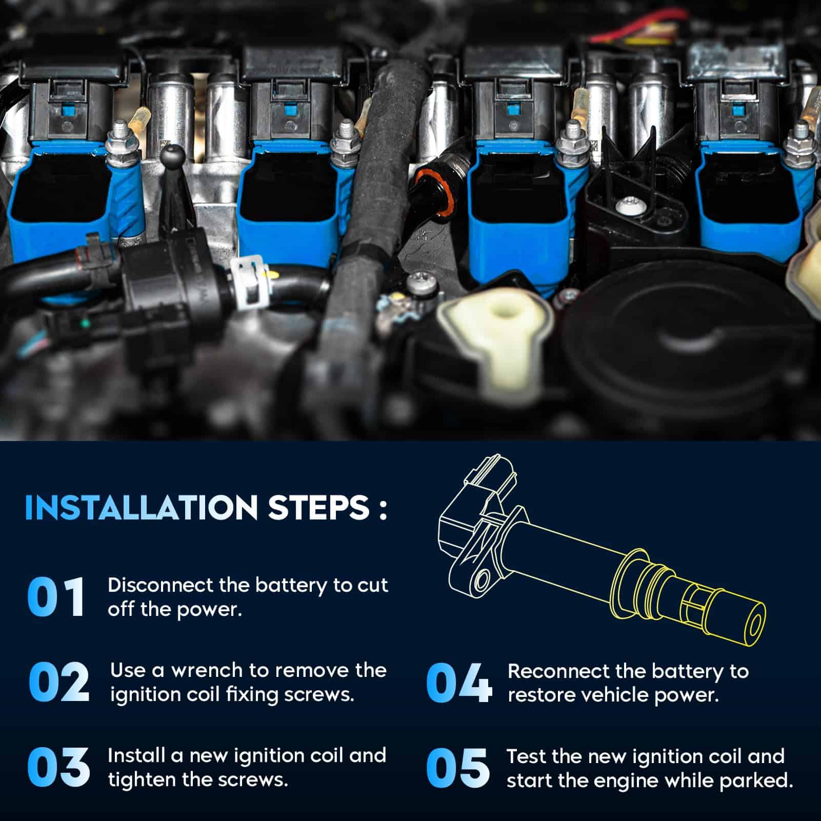 Paquete de bobinas de encendido + bujías de - 4 Juegos - Imagen 8